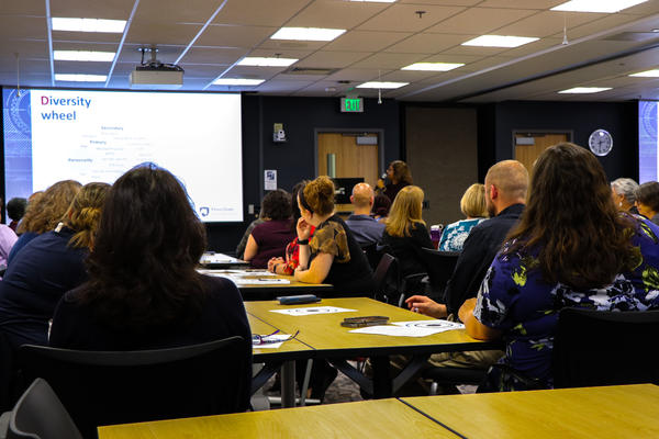employees watching a presentation