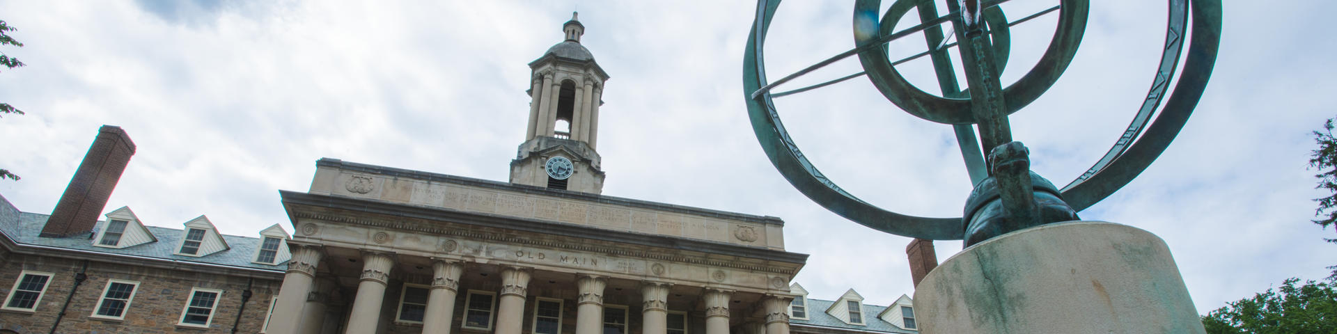 Exterior shot of the front of Old Main